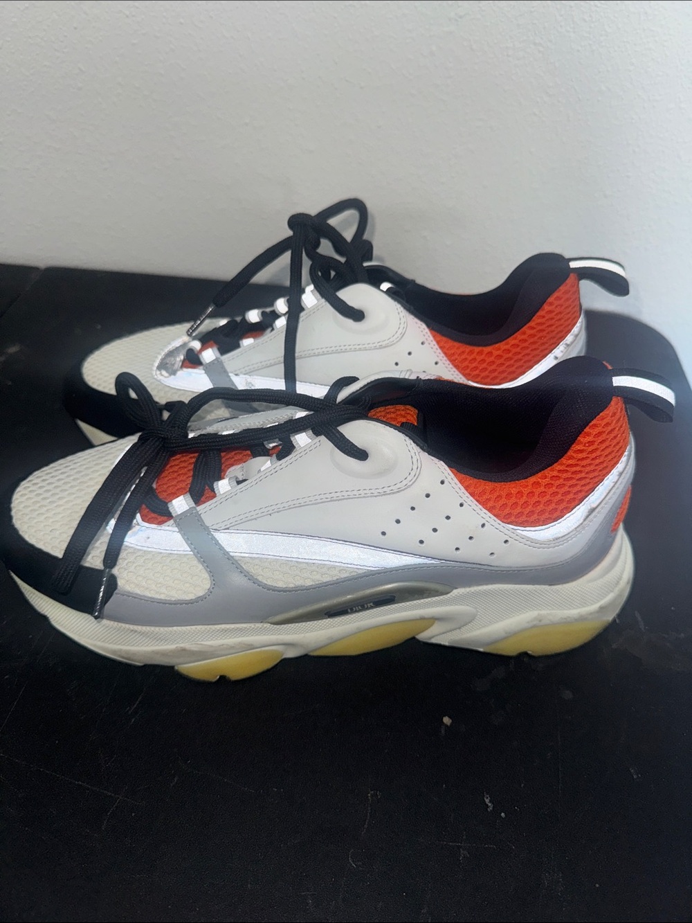 Dior Men's White, Orange and Black Low-Top Sneakers
